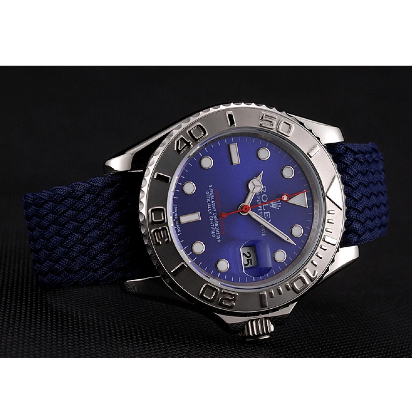 Aaa replica watch Blue Master 1453868 Bracelet Rolex Fabric Blue Dial Yacht 0707